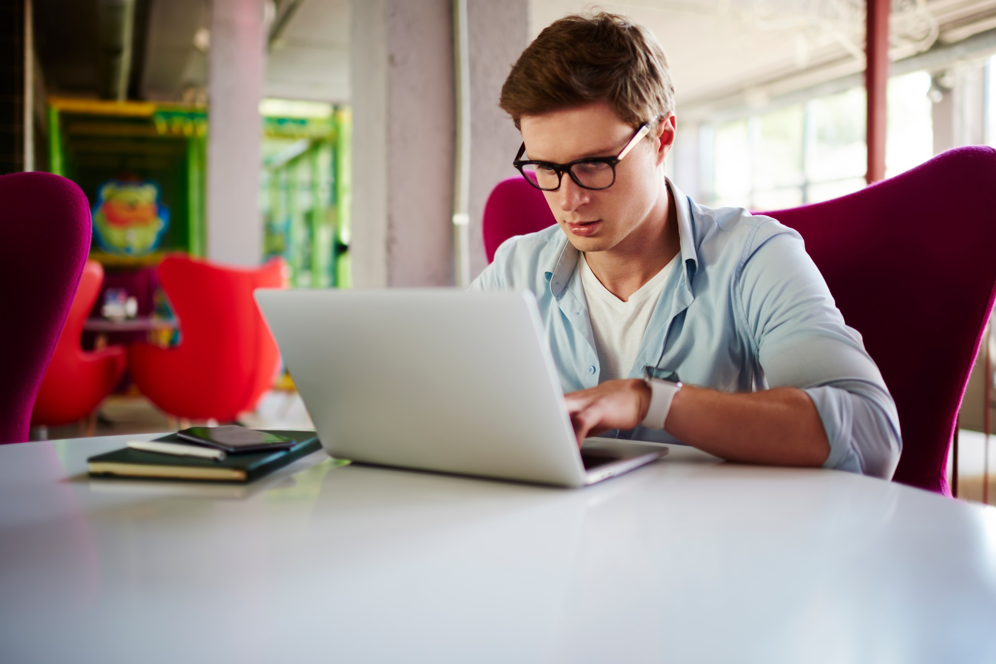 Caucaisan IT professional checking email messages