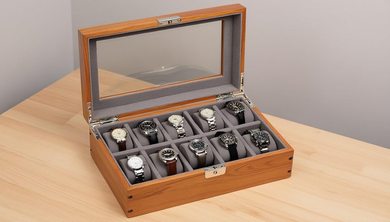 découvrez notre élégante boîte de rangement en bois pour montres, conçue spécialement pour les hommes. optimisez votre espace tout en préservant vos précieuses montres dans un style raffiné. un accessoire indispensable pour une organisation pratique et esthétique.