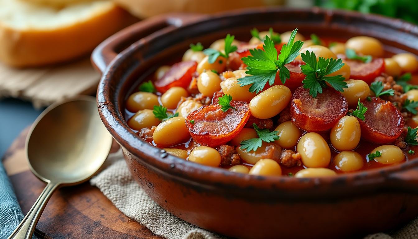 découvrez le cassoulet de cyril lignac, un plat réconfortant qui apportera chaleur et saveurs à vos soirées d'hiver. savourez cette recette traditionnelle revisité par le célèbre chef pour un moment convivial en famille ou entre amis.