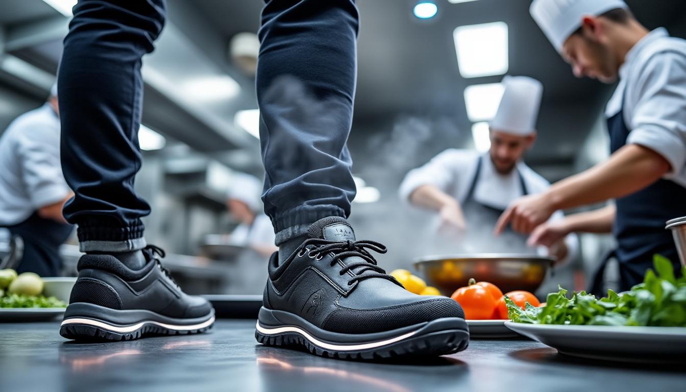 découvrez les chaussures de sécurité de cuisine noires s2 src tony, conçues pour protéger vos pieds contre les risques en cuisine. alliant confort, style et sécurité, ces chaussures sont idéales pour les professionnels de la restauration. restez en sécurité tout en travaillant avec un équipement adapté!