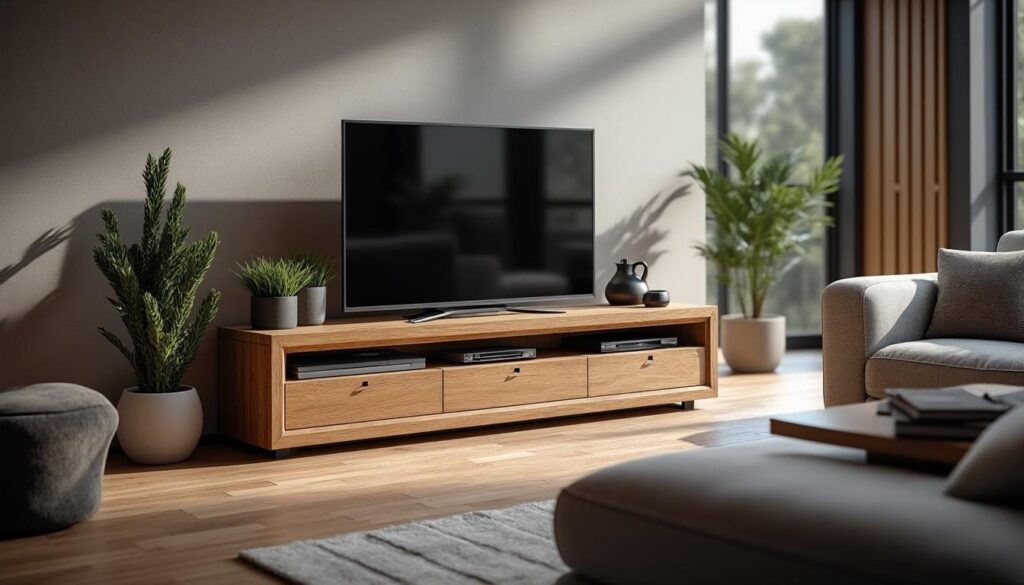 découvrez les principales caractéristiques du meuble tv forum 9837patv chêne dakota : design moderne, grande capacité de rangement et finition élégante pour sublimer votre salon.