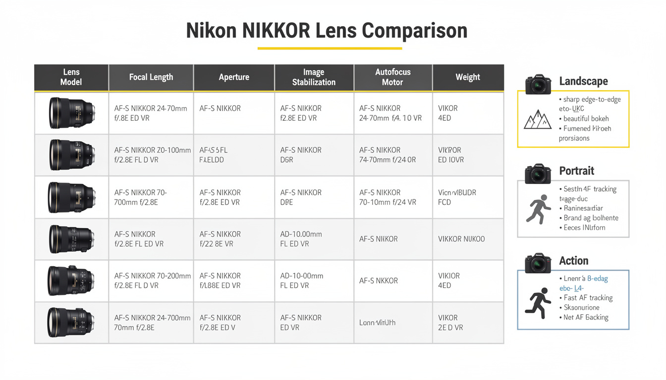 découvrez notre comparatif des objectifs nikon nikkor pour trouver le meilleur choix adapté à chaque type de photo, que vous soyez amateur ou professionnel.