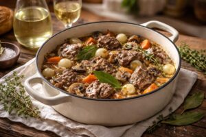 découvrez la recette traditionnelle de la daube au vin blanc, un incontournable de la cuisine française alliant saveurs riches et convivialité.