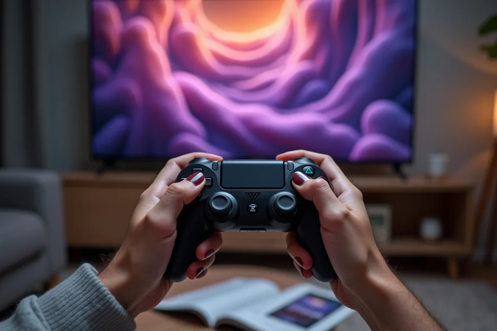 Mains tenant une manette de jeu devant l'écran de Clair Obscur Sphère de Peinture, tutoriel rapide